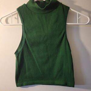 Zara Vibrant Green Ribbed Top